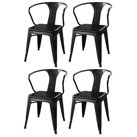 Amerihome Loft Matte Black Metal Dining Chairs, PK4 DCHAIRB